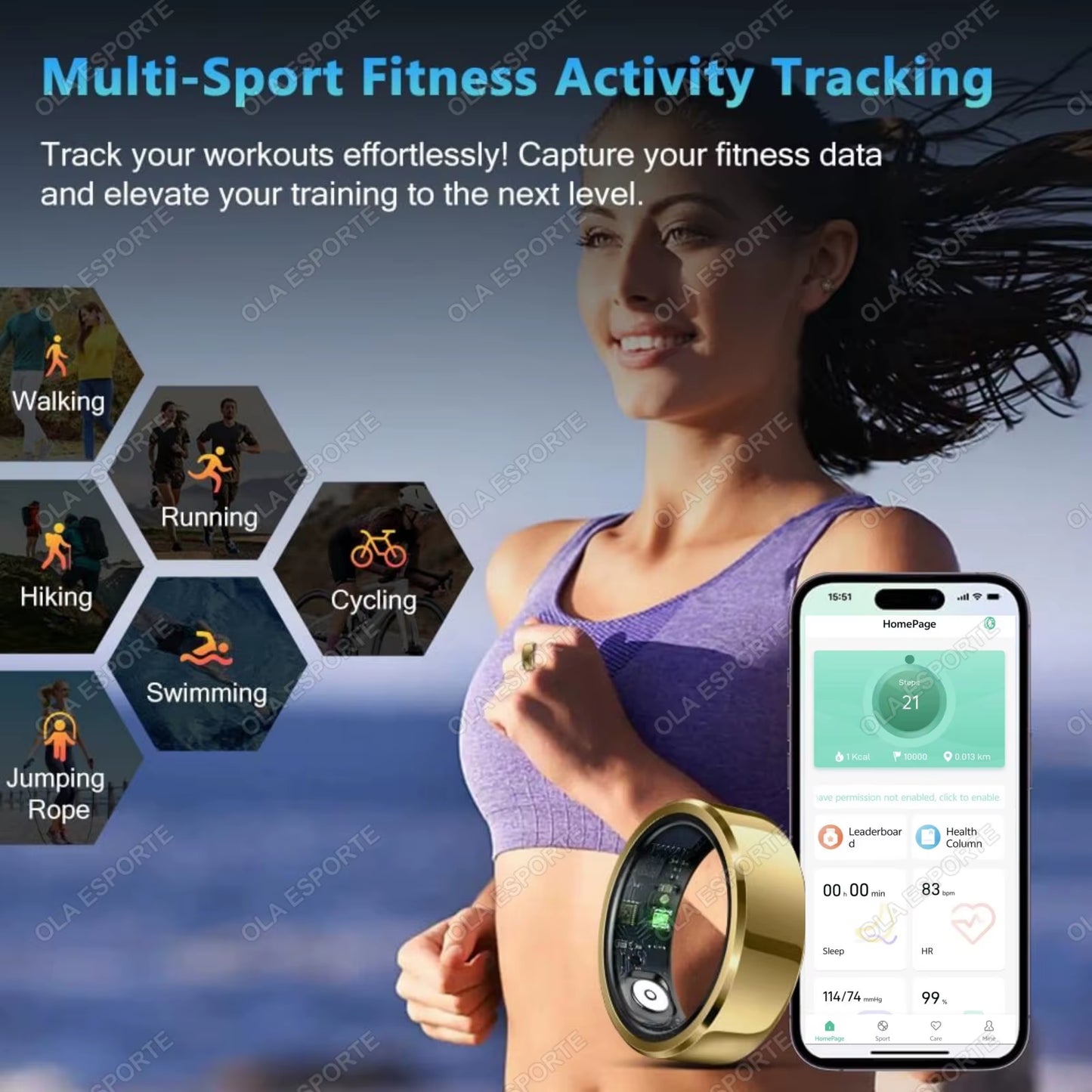 2026 New Smart Ring Heart Rate Blood Oxygen Sleep Health Monitor Gesture Control Rings 100+Sports Tracking Step Count Smartring