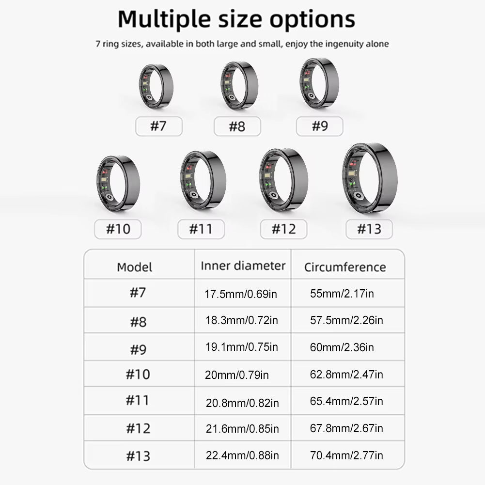 R09 Smart Ring 5ATM Waterproof Temperature Sport Health Ring Heart Rate Blood Oxygen Sleep Monitor W/ Charging Case Smartring