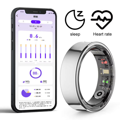 R09 Smart Ring Waterproof Fitness Tracker with Charging Case Body Temperature Health and Sleep Monitor for Xiaomi Samsung Phone