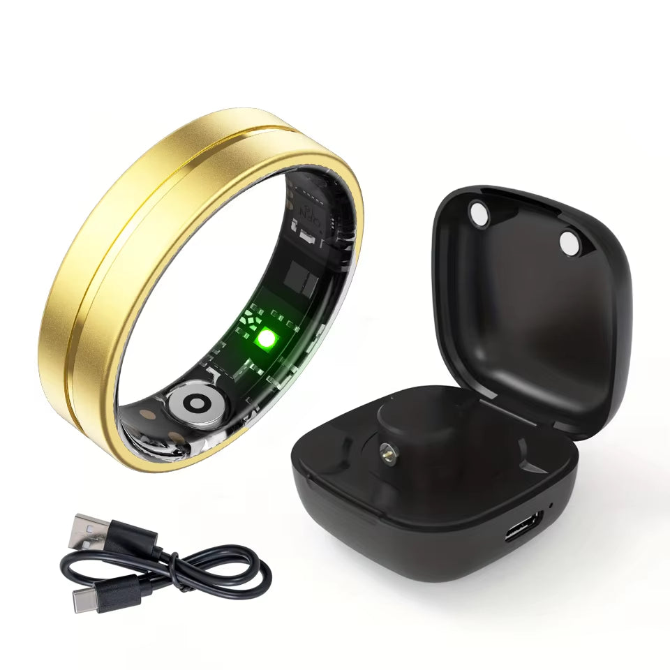 Smart Fitness Ring for Men and Women Health Sleep Monitor Heart Rate Blood Oxygen Tracker with Multiple Modes and Charging Case
